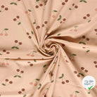 Jersey de coton cerises rose poudré