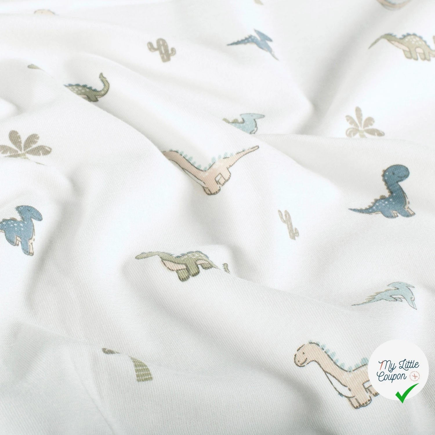 Jersey de coton dinosaures blanc cassé
