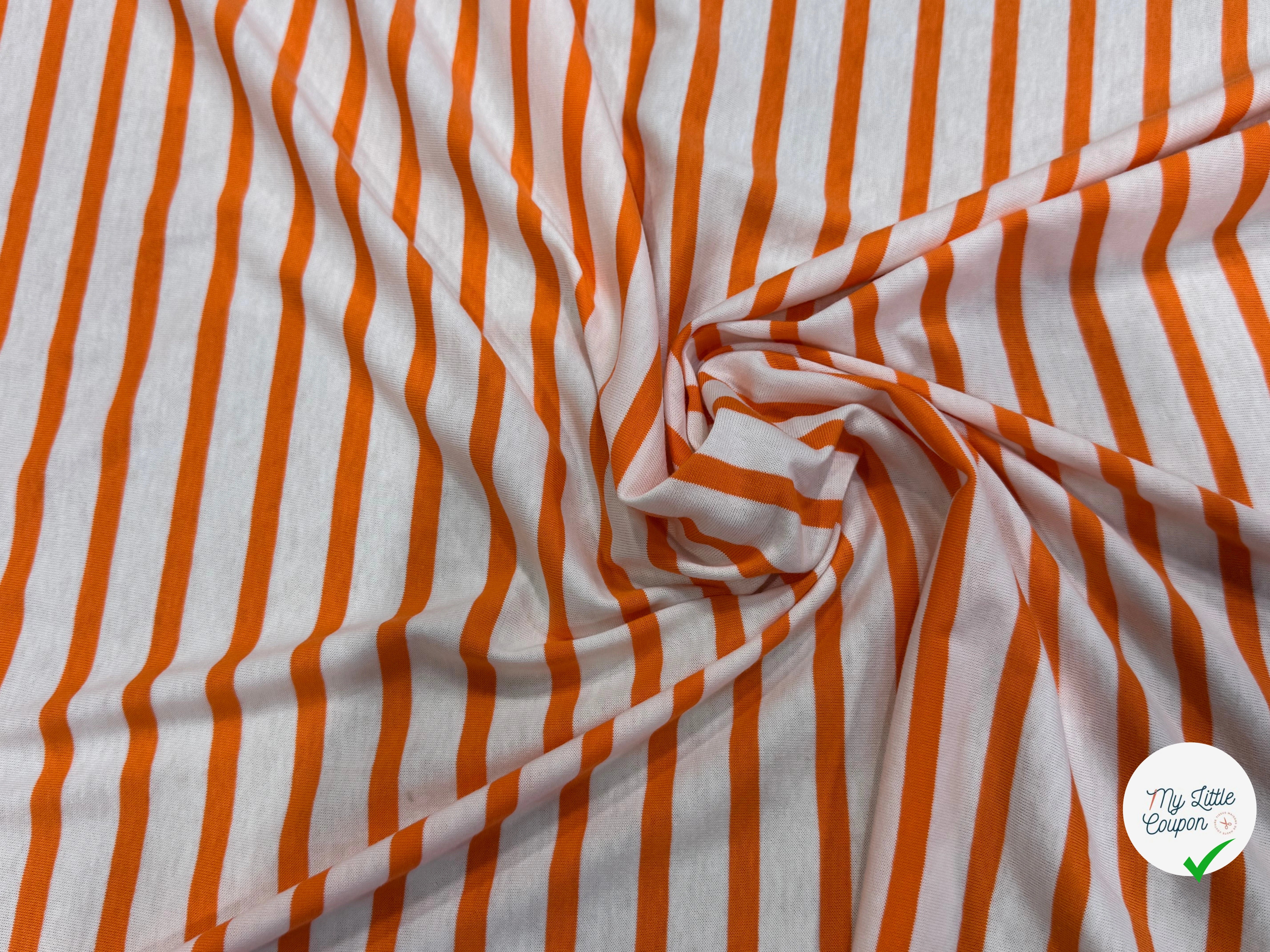 JERSEY DE COTON DOUX STRETCH NEIGE ET ORANGE FLUO FABRICATION RÉGION DE TROYES 🇫🇷 - My Little Coupon