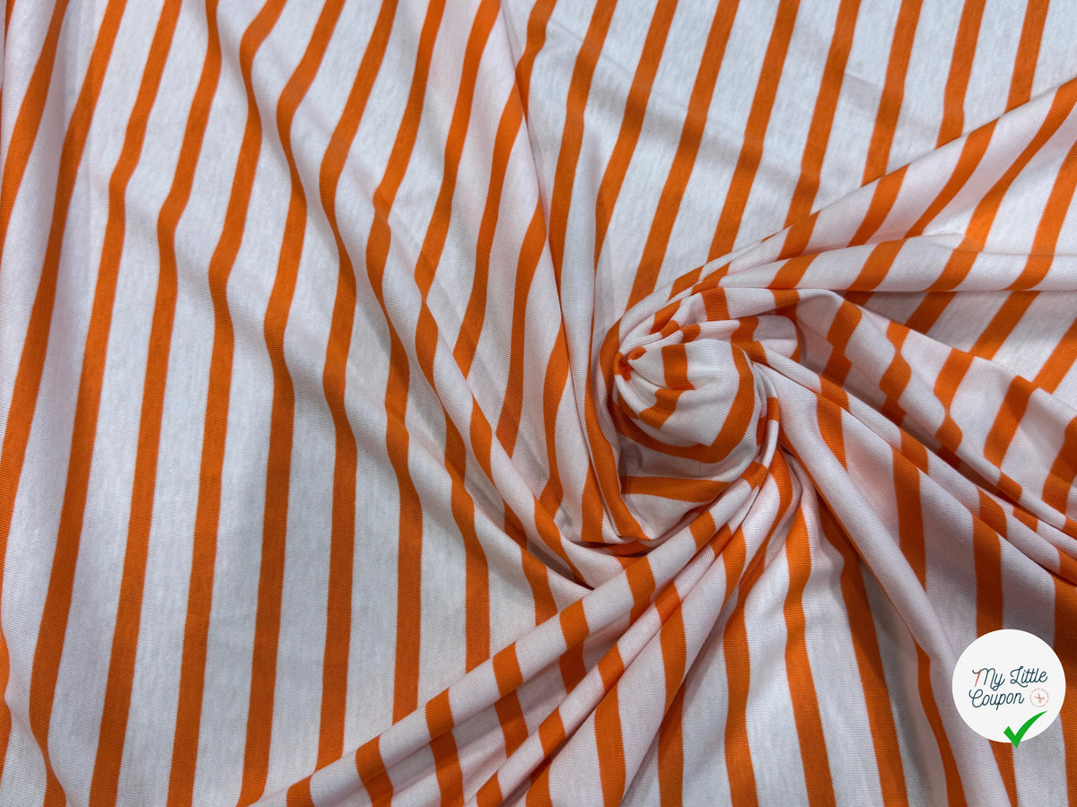 JERSEY DE COTON DOUX STRETCH NEIGE ET ORANGE FLUO FABRICATION RÉGION DE TROYES 🇫🇷 - My Little Coupon