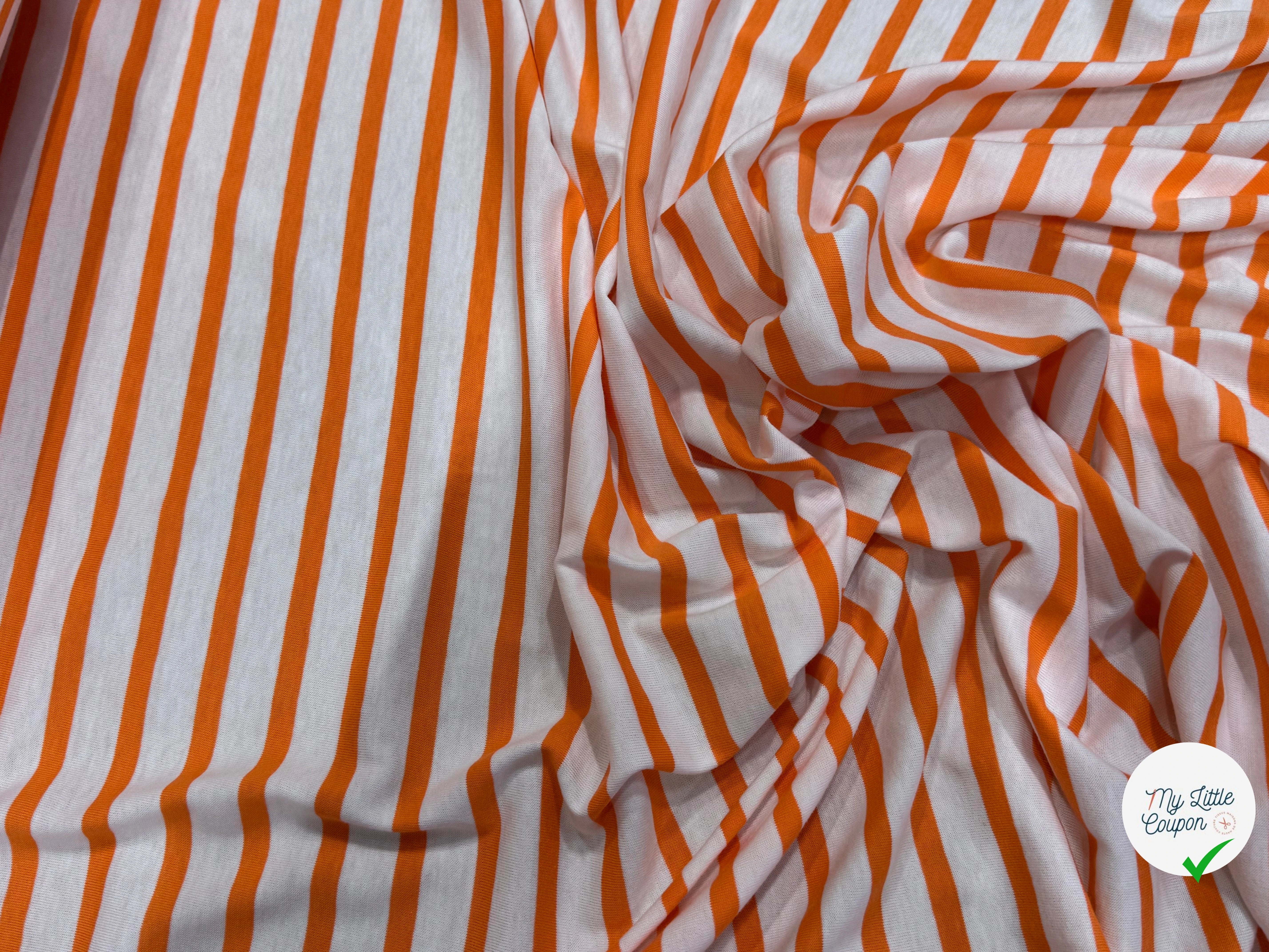 JERSEY DE COTON DOUX STRETCH NEIGE ET ORANGE FLUO FABRICATION RÉGION DE TROYES 🇫🇷 - My Little Coupon