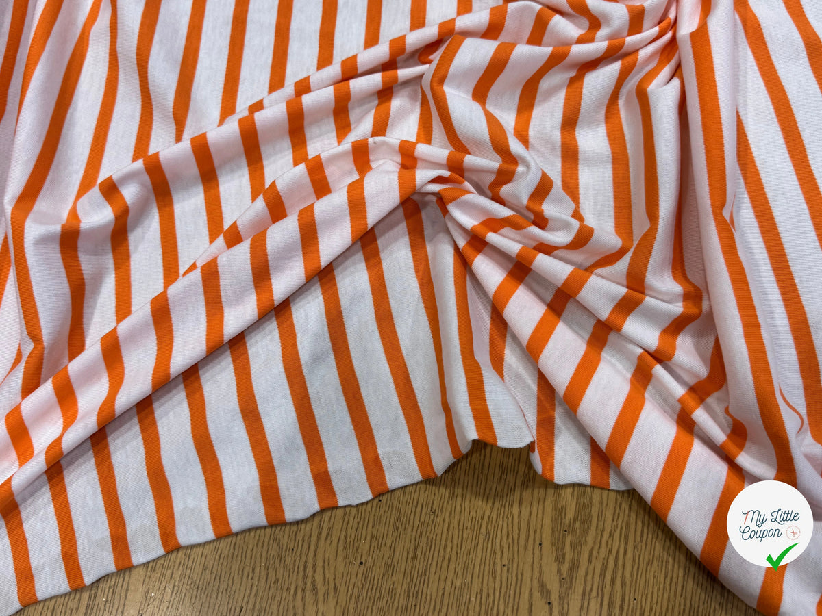 JERSEY DE COTON DOUX STRETCH NEIGE ET ORANGE FLUO FABRICATION RÉGION DE TROYES 🇫🇷 - My Little Coupon