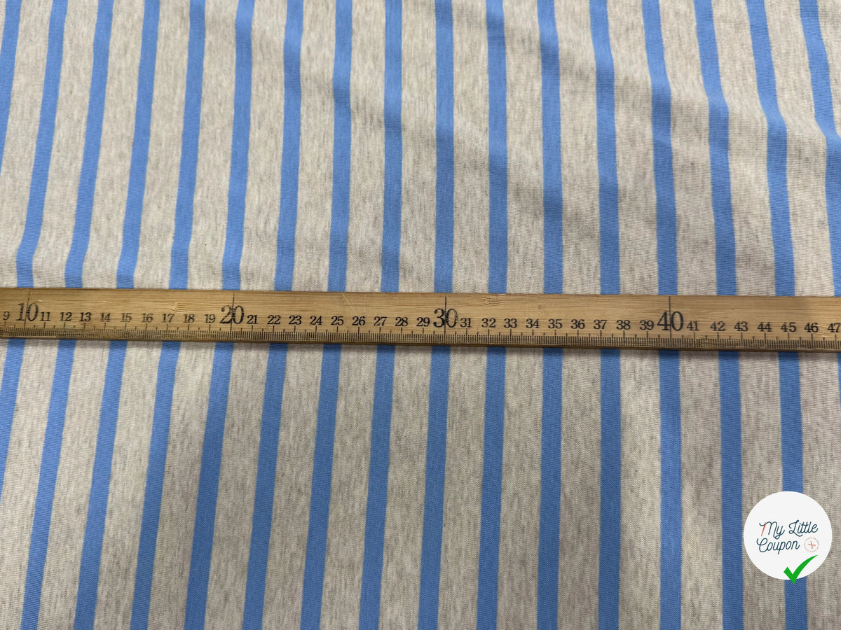 JERSEY DE COTON DOUX STRETCH RAYURES BLEU BÉBÉ ET GRIS FABRICATION RÉGION DE TROYES 🇫🇷 - My Little Coupon
