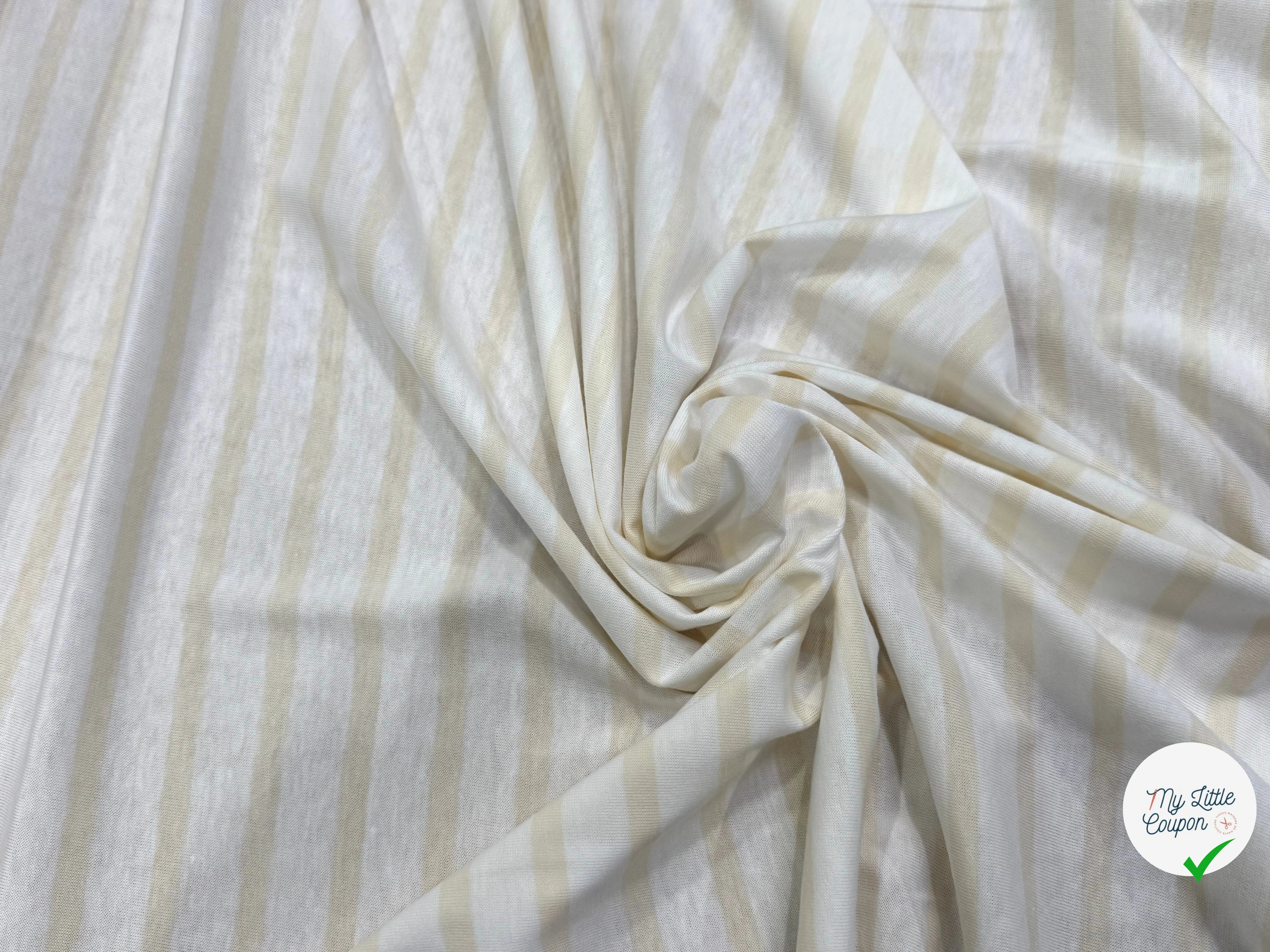 JERSEY DE COTON DOUX STRETCH RAYURES NEIGE ET ÉCRU FABRICATION RÉGION DE TROYES 🇫🇷 - My Little Coupon