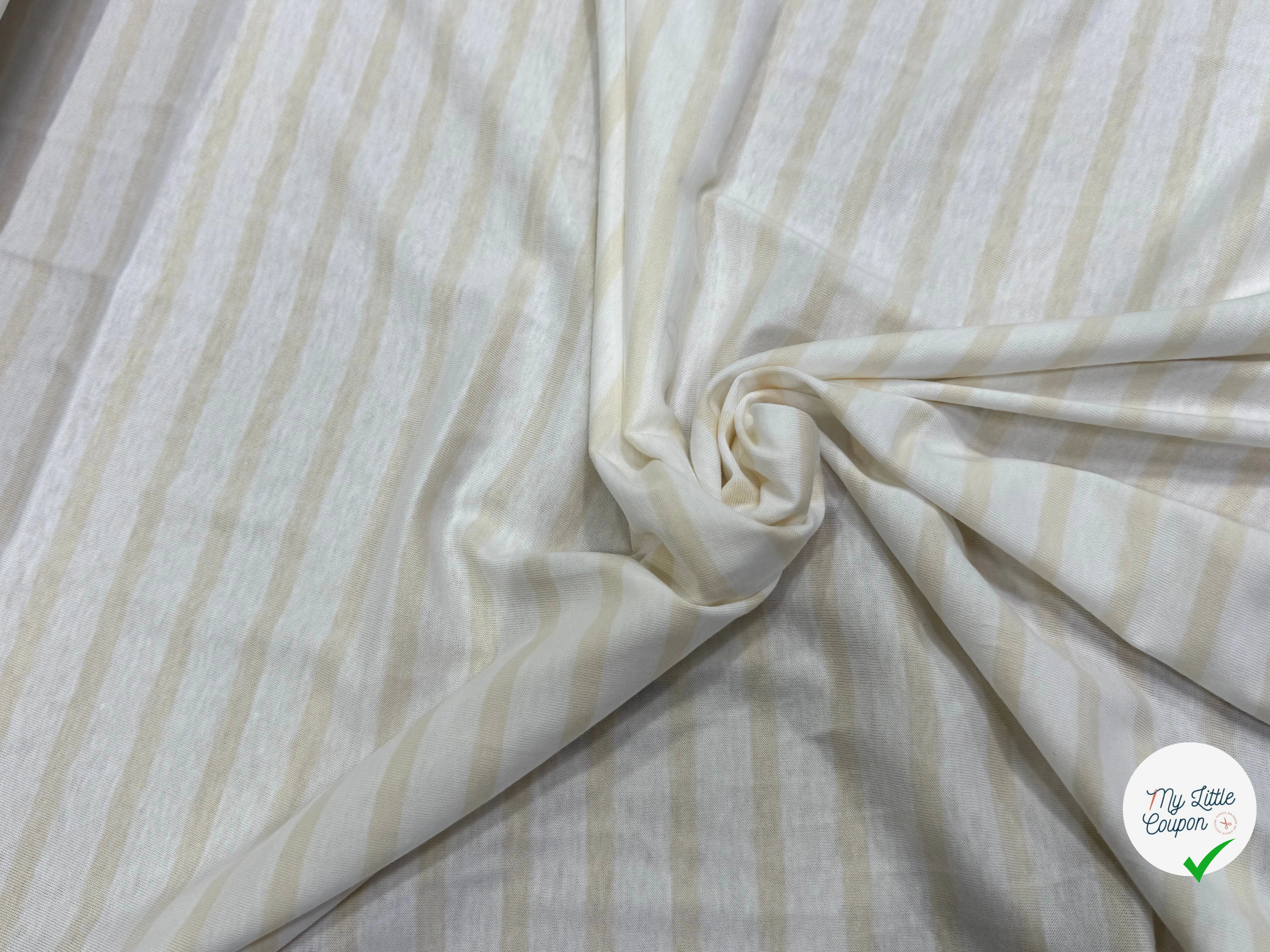 JERSEY DE COTON DOUX STRETCH RAYURES NEIGE ET ÉCRU FABRICATION RÉGION DE TROYES 🇫🇷 - My Little Coupon
