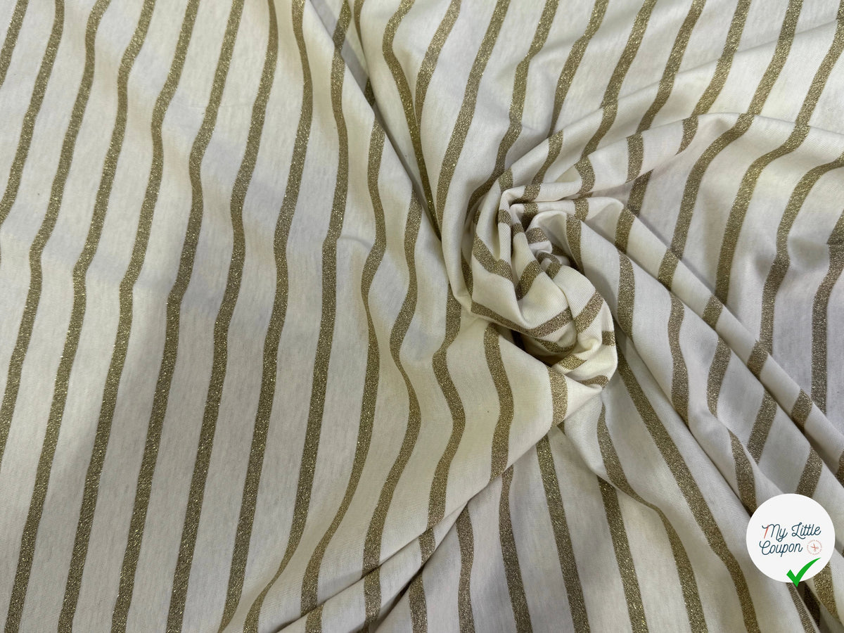 JERSEY DE COTON ÉCRU RAYURES BRILLANTINE BEIGE KAKI FABRICATION RÉGION DE TROYES 🇫🇷 - My Little Coupon