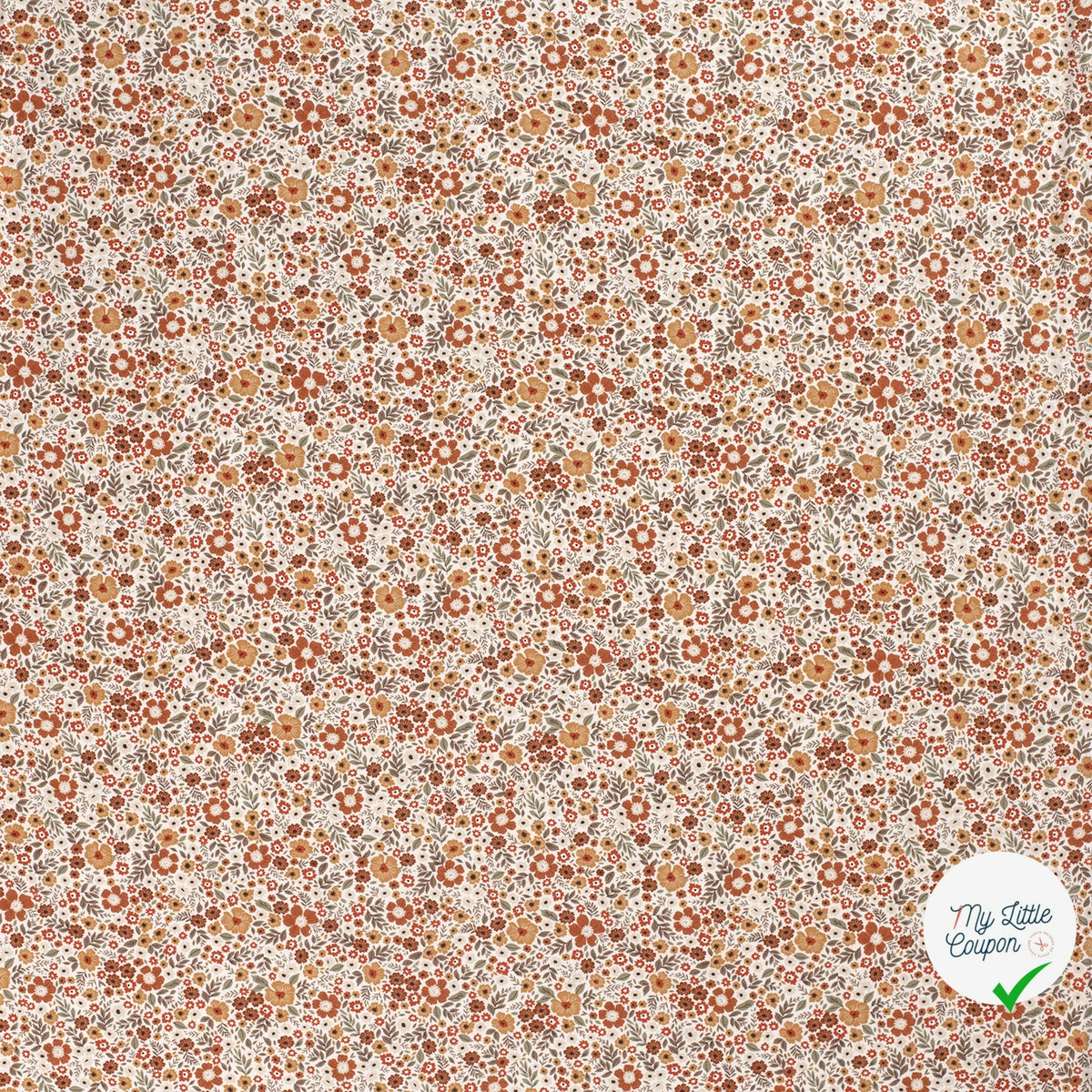 Jersey de coton fleurs blanc cassé