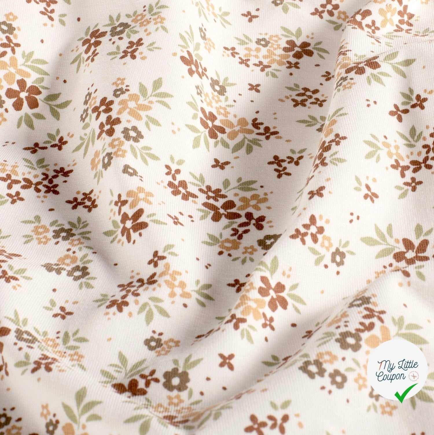 Jersey de coton fleurs blanc cassé