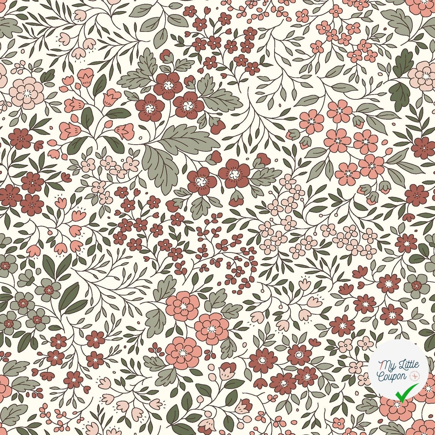 Jersey de coton fleurs champêtres blanc cassé