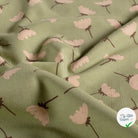 Jersey de coton fleurs vert olive