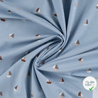 JERSEY DE COTON IMPRIMÉ BATEAUX FOND BLEU GRISÉ - My Little Coupon