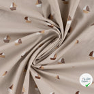 JERSEY DE COTON IMPRIMÉ BATEAUX FOND SABLE - My Little Coupon