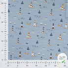 JERSEY DE COTON IMPRIMÉ BATEAUX MARINS FOND BLEU GRISÉ - My Little Coupon