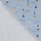 JERSEY DE COTON IMPRIMÉ BATEAUX MARINS FOND BLEU GRISÉ - My Little Coupon