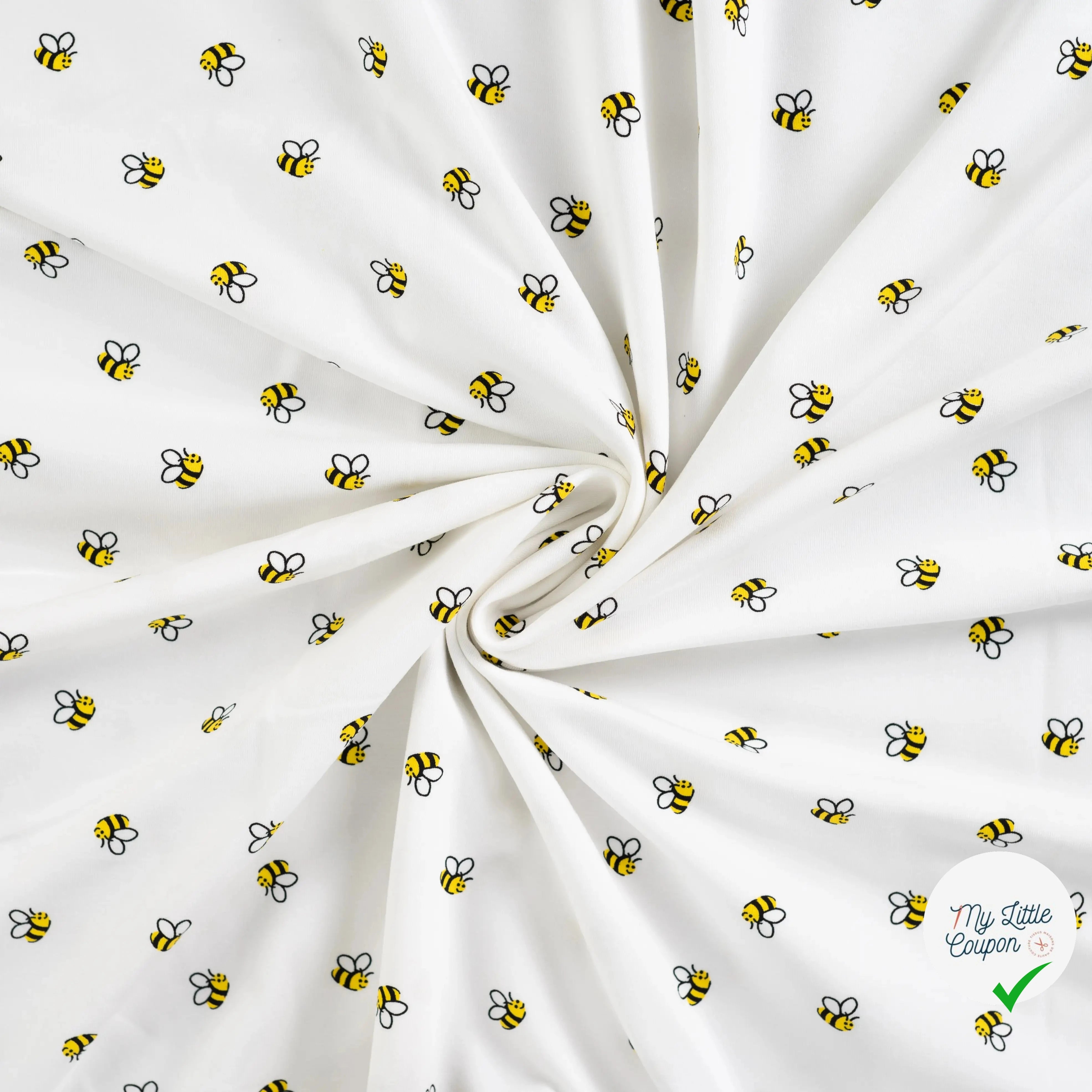 JERSEY DE COTON IMPRIMÉ BEES ECRU - My Little Coupon