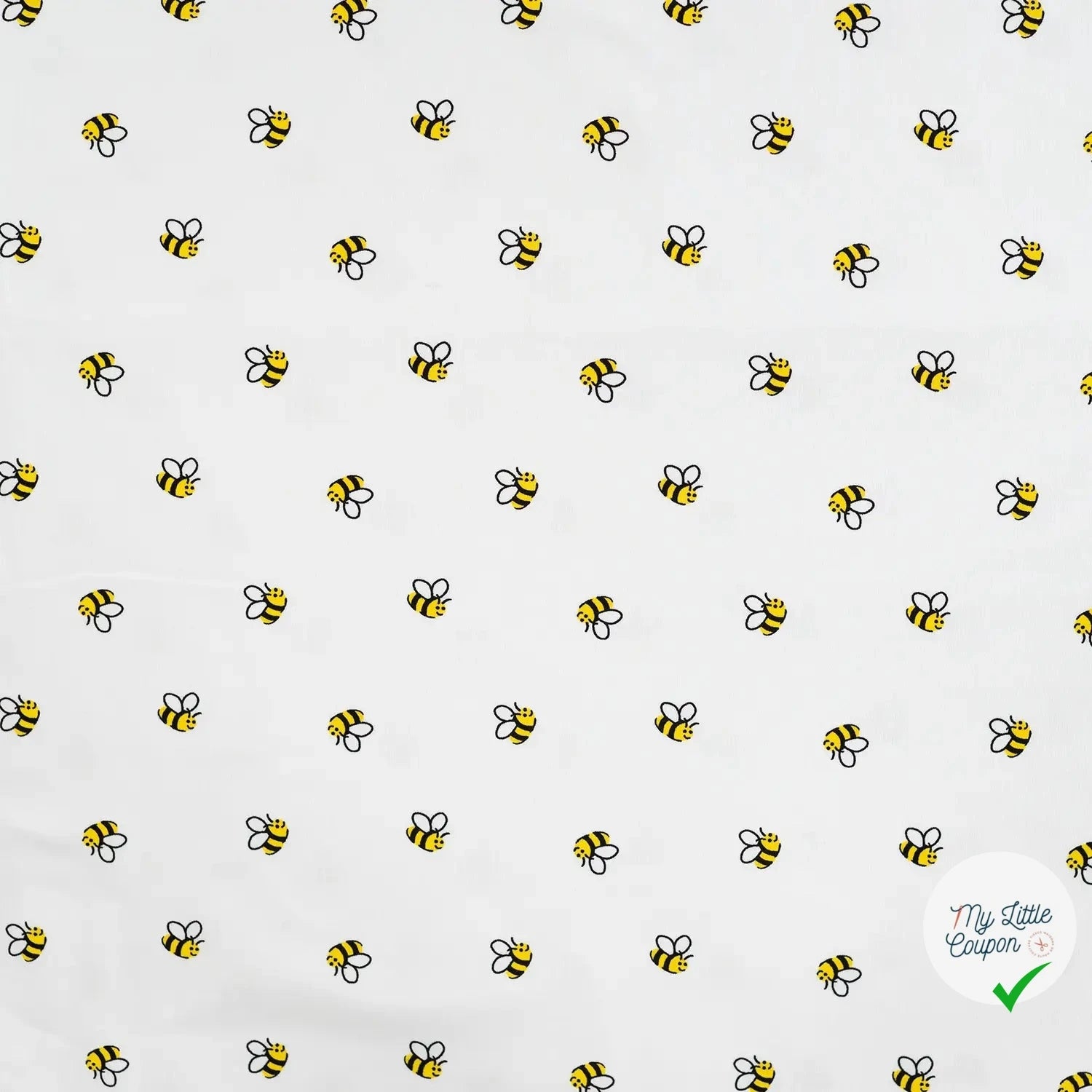 JERSEY DE COTON IMPRIMÉ BEES ECRU - My Little Coupon