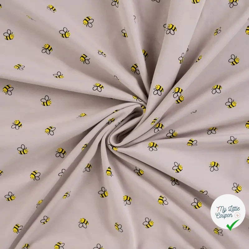 JERSEY DE COTON IMPRIMÉ BEES SAND - My Little Coupon
