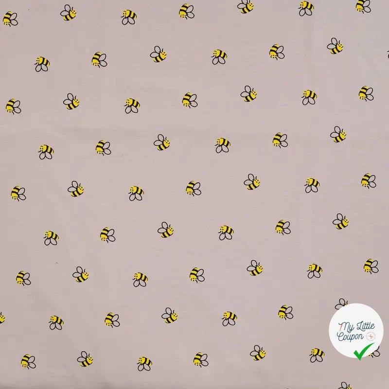 JERSEY DE COTON IMPRIMÉ BEES SAND - My Little Coupon