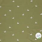 JERSEY DE COTON IMPRIMÉ CANARDS VERT OLIVE - My Little Coupon
