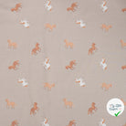 JERSEY DE COTON IMPRIMÉ CHEVAUX FOND SABLE - My Little Coupon