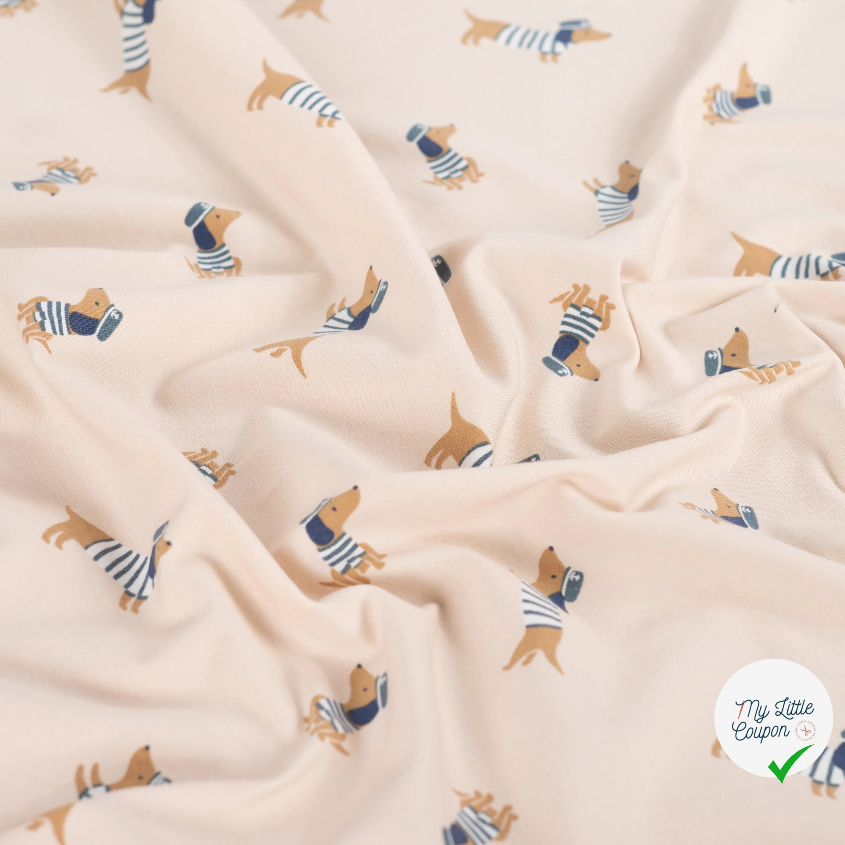 JERSEY DE COTON IMPRIMÉ CHIENS MARINS - My Little Coupon