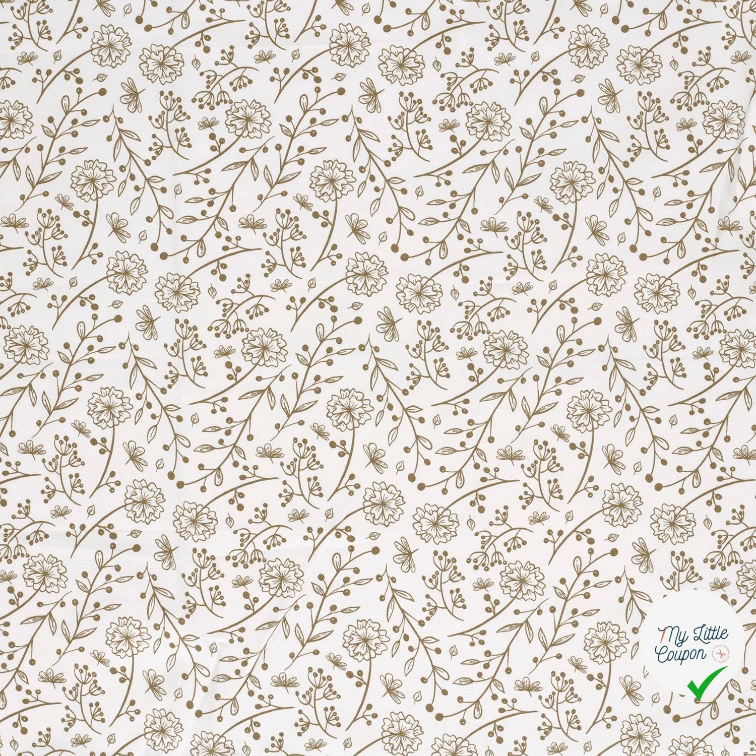 JERSEY DE COTON IMPRIMÉ FLEURS BLANC CASSÉ - My Little Coupon