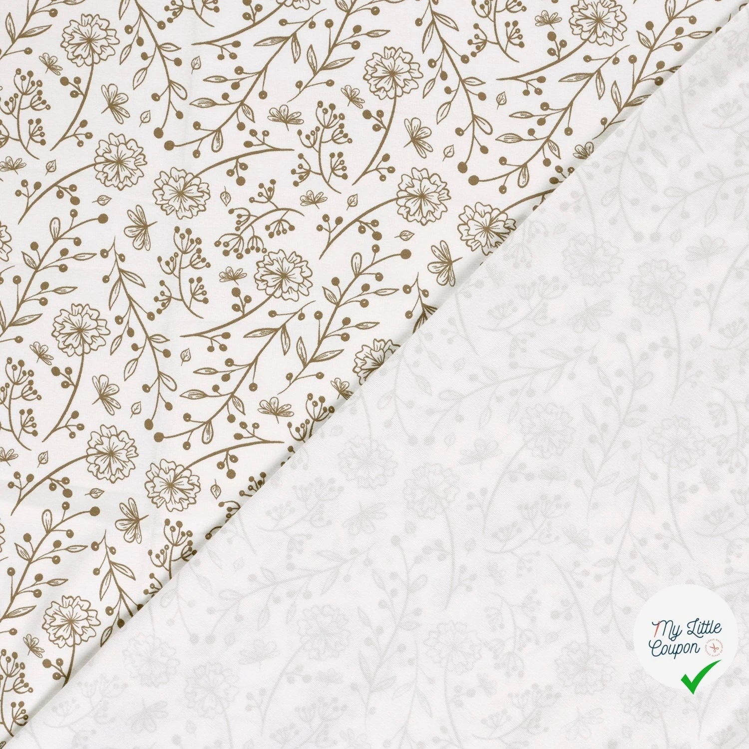 JERSEY DE COTON IMPRIMÉ FLEURS BLANC CASSÉ - My Little Coupon