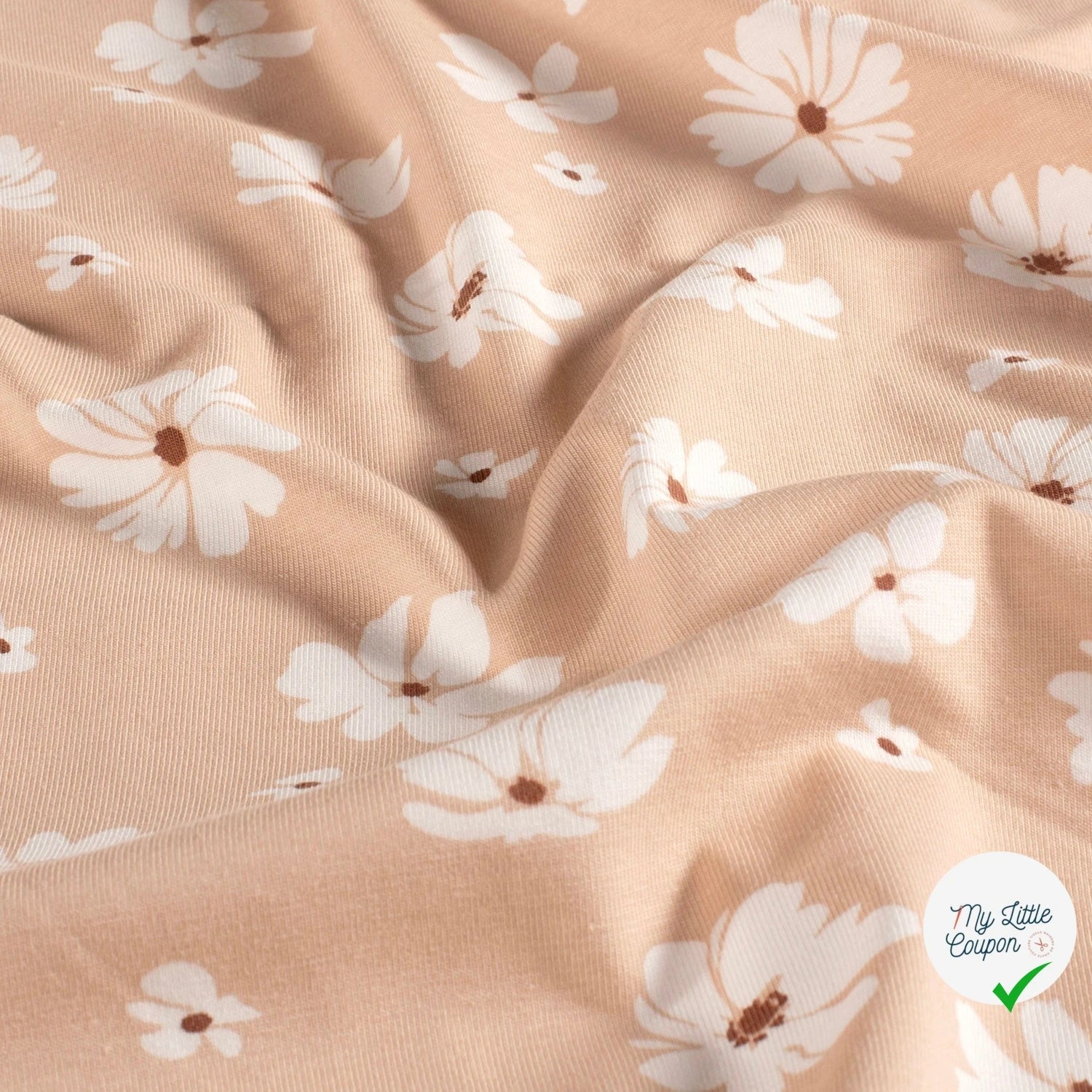 Jersey de coton imprimé fleurs rose