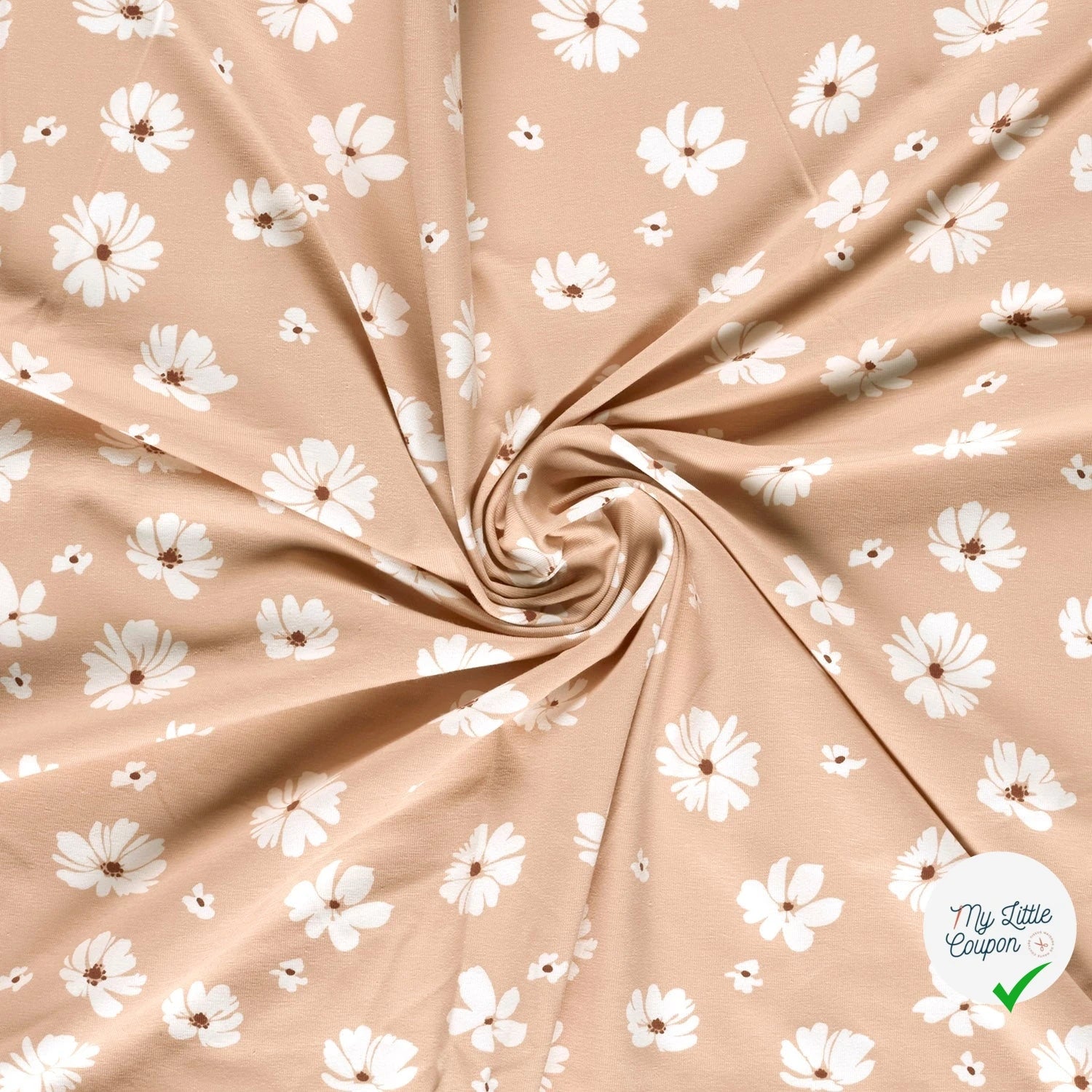 JERSEY DE COTON IMPRIMÉ FLEURS ROSE - My Little Coupon