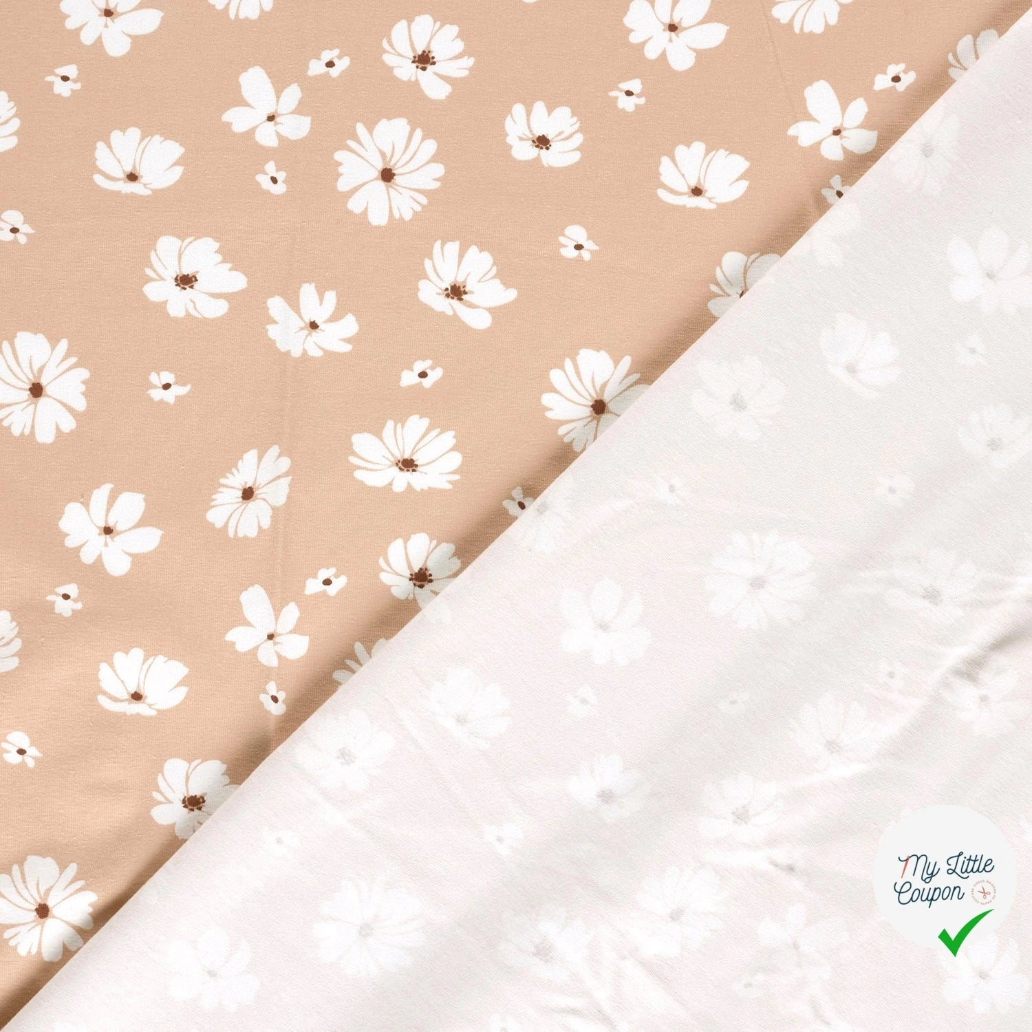 JERSEY DE COTON IMPRIMÉ FLEURS ROSE - My Little Coupon