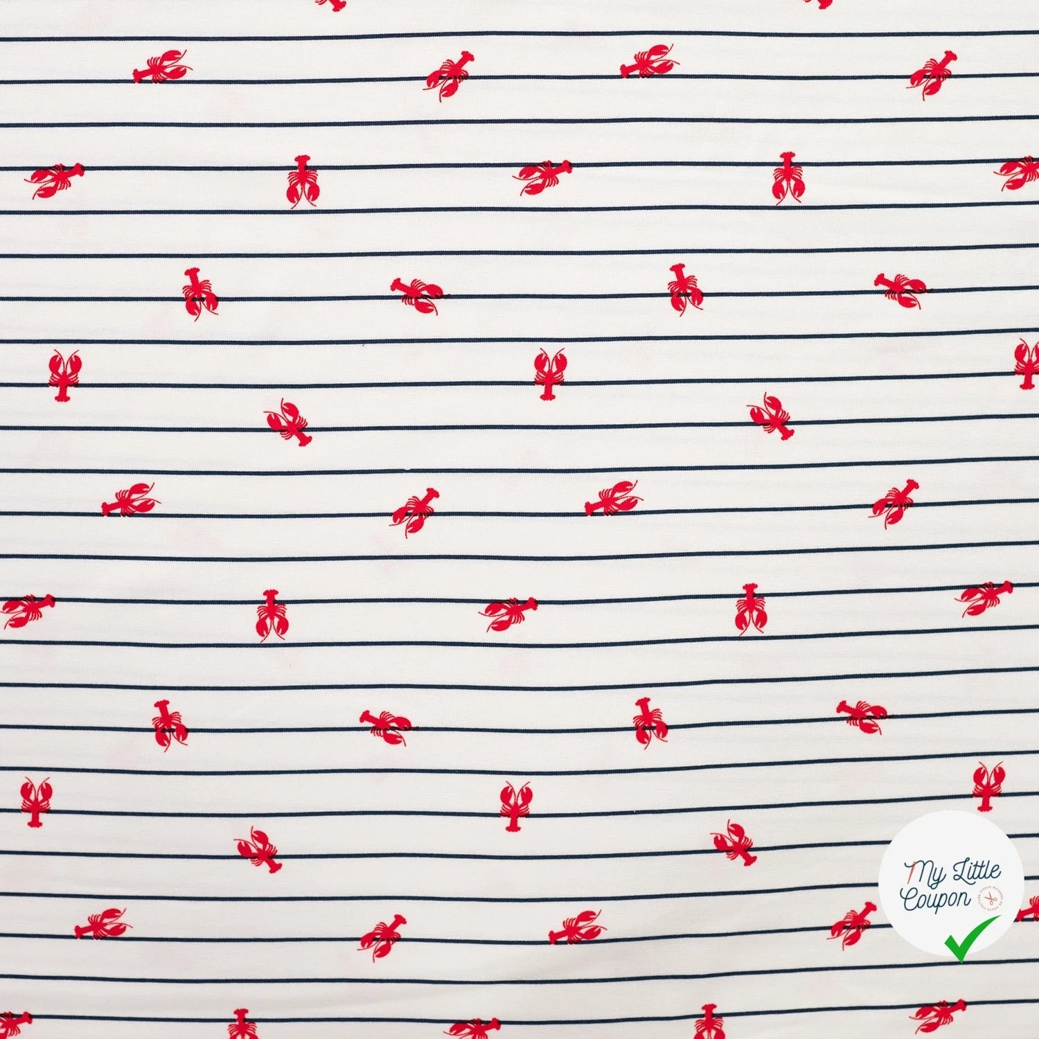 JERSEY DE COTON IMPRIMÉ HOMARDS FOND BLEU MARINE - My Little Coupon