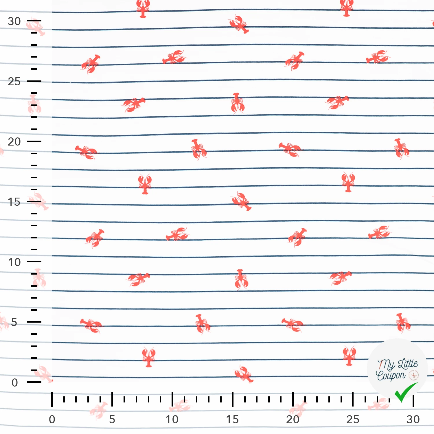 JERSEY DE COTON IMPRIMÉ HOMARDS FOND BLEU MARINE - My Little Coupon