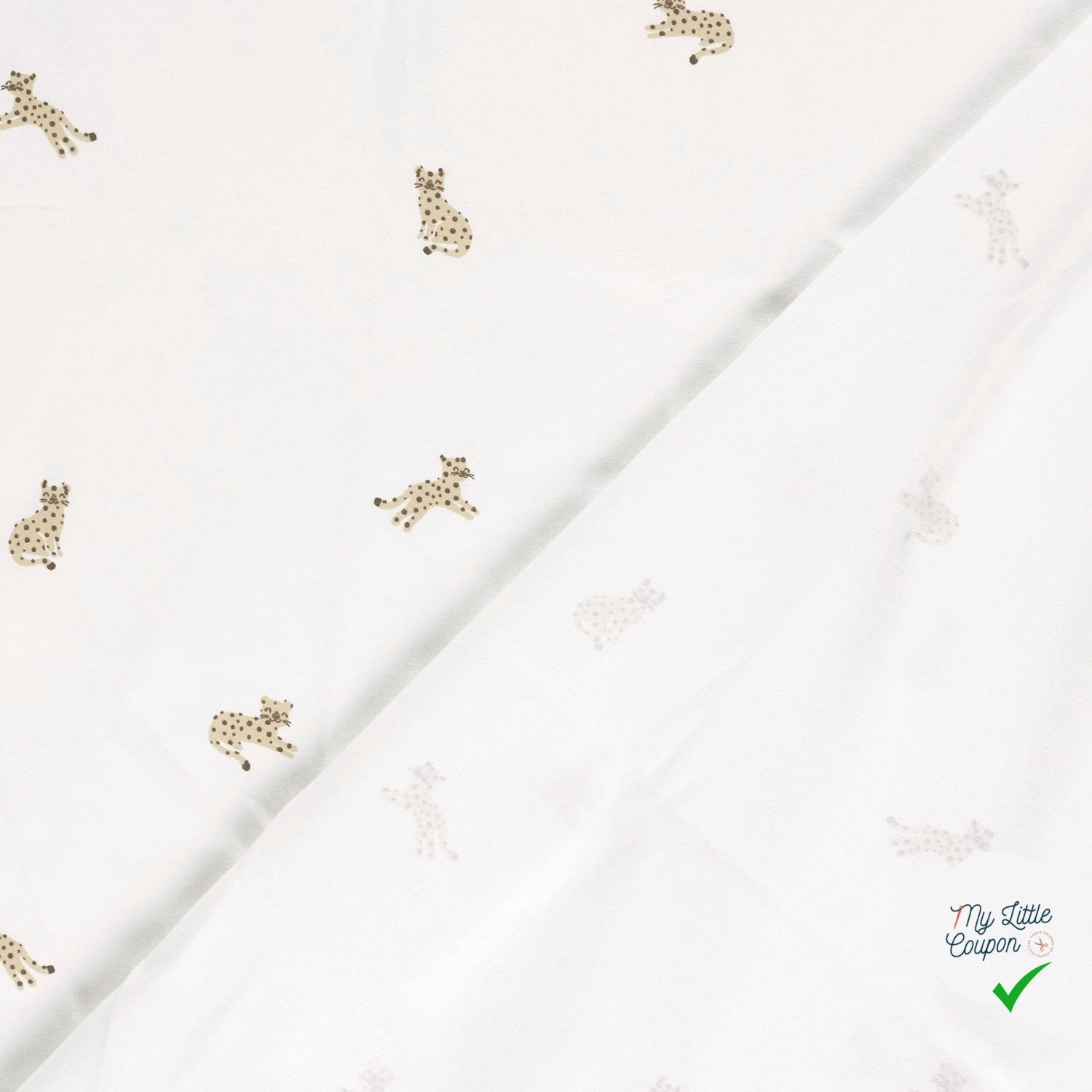 JERSEY DE COTON IMPRIMÉ LÉOPARDS BLANC CASSÉ - My Little Coupon