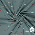 JERSEY DE COTON IMPRIMÉ POISSONS INDIGO - My Little Coupon