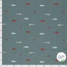 JERSEY DE COTON IMPRIMÉ POISSONS INDIGO - My Little Coupon