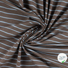 JERSEY DE COTON IMPRIMÉ RAYURES FOND KAKI FONCÉ - My Little Coupon