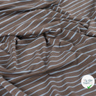 JERSEY DE COTON IMPRIMÉ RAYURES FOND KAKI FONCÉ - My Little Coupon