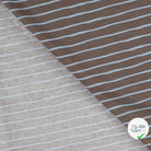 JERSEY DE COTON IMPRIMÉ RAYURES FOND KAKI FONCÉ - My Little Coupon