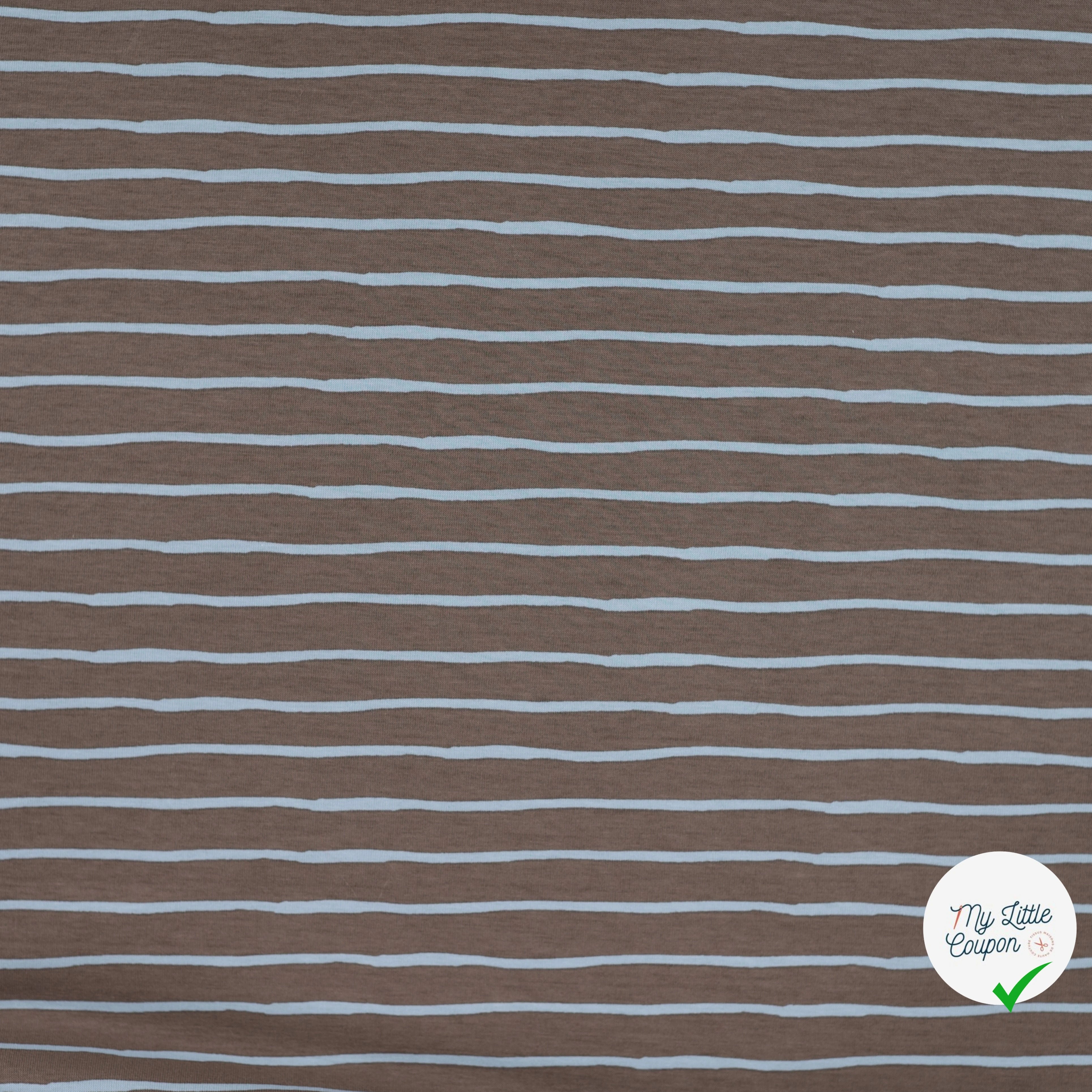 JERSEY DE COTON IMPRIMÉ RAYURES FOND KAKI FONCÉ - My Little Coupon