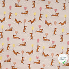 JERSEY DE COTON IMPRIMÉ TECKELS BALLONS FOND SABLE PLAGE - My Little Coupon
