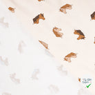 JERSEY DE COTON IMPRIMÉ TETE DE CHEVAUX FOND SABLE - My Little Coupon