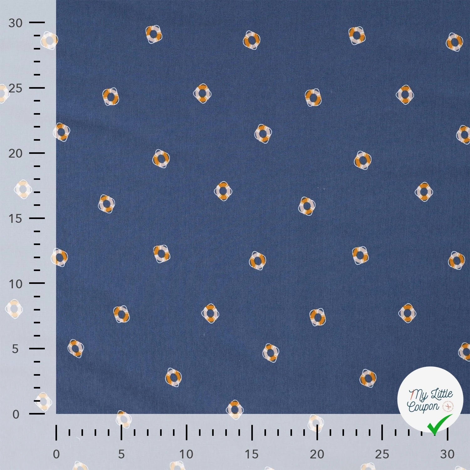 JERSEY DE COTON IMPRIMÉ THÈME MARIN FOND BLEU MARINE - My Little Coupon