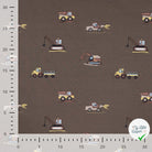 JERSEY DE COTON IMPRIMÉ VÉHICULES DE CHANTIER FOND TAUPE - My Little Coupon