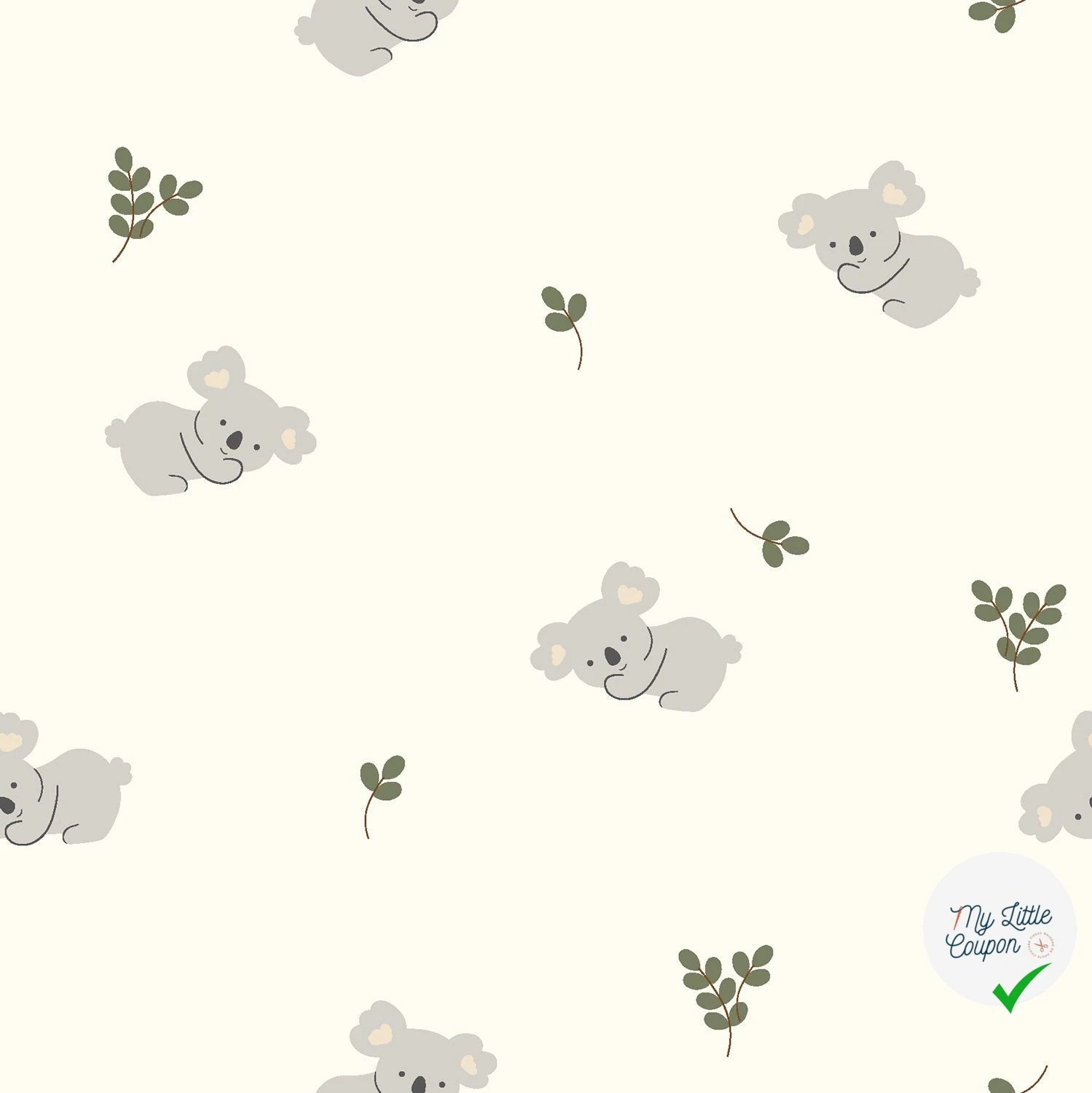 Jersey de coton koalas blanc cassé