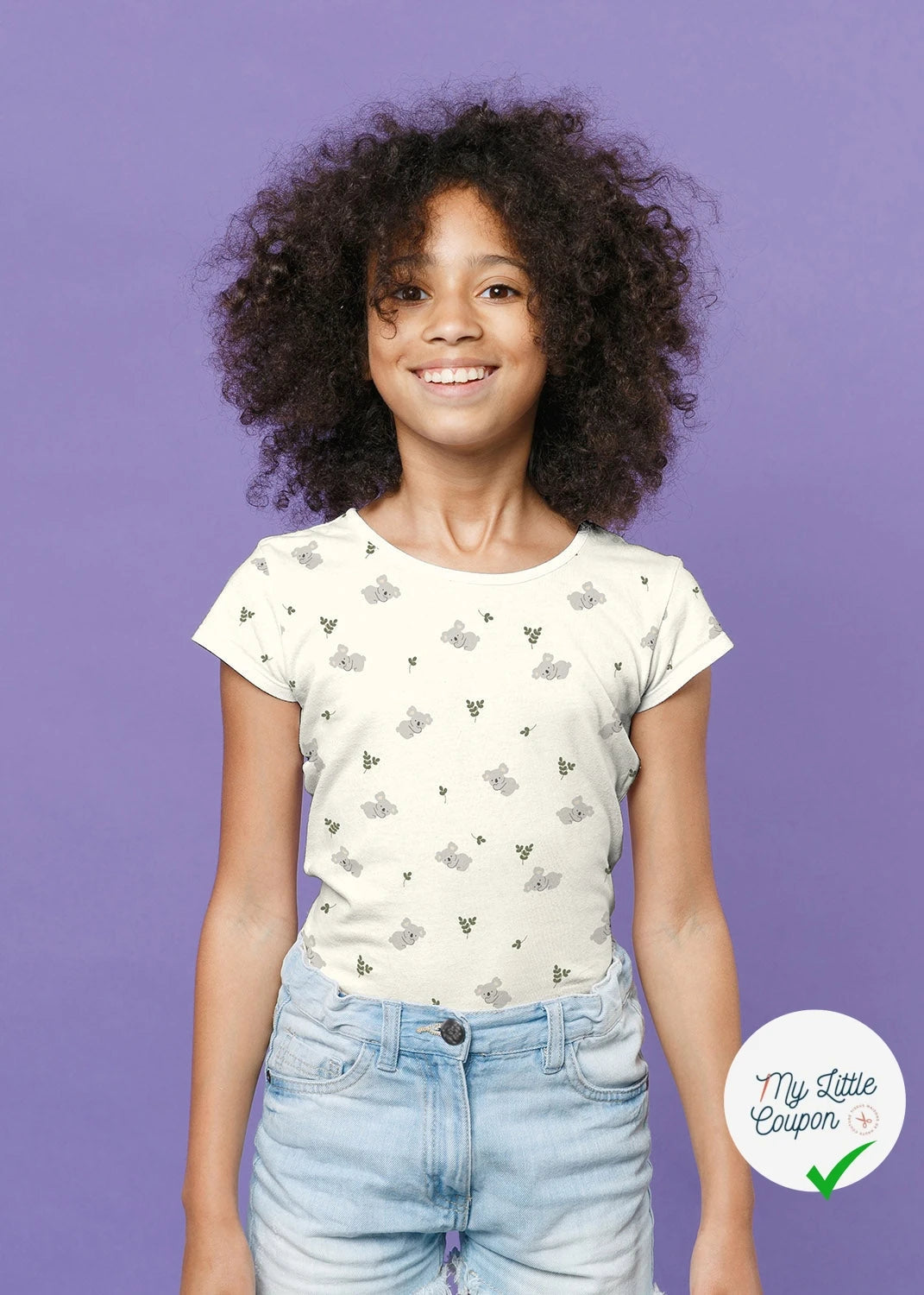 Jersey de coton koalas blanc cassé