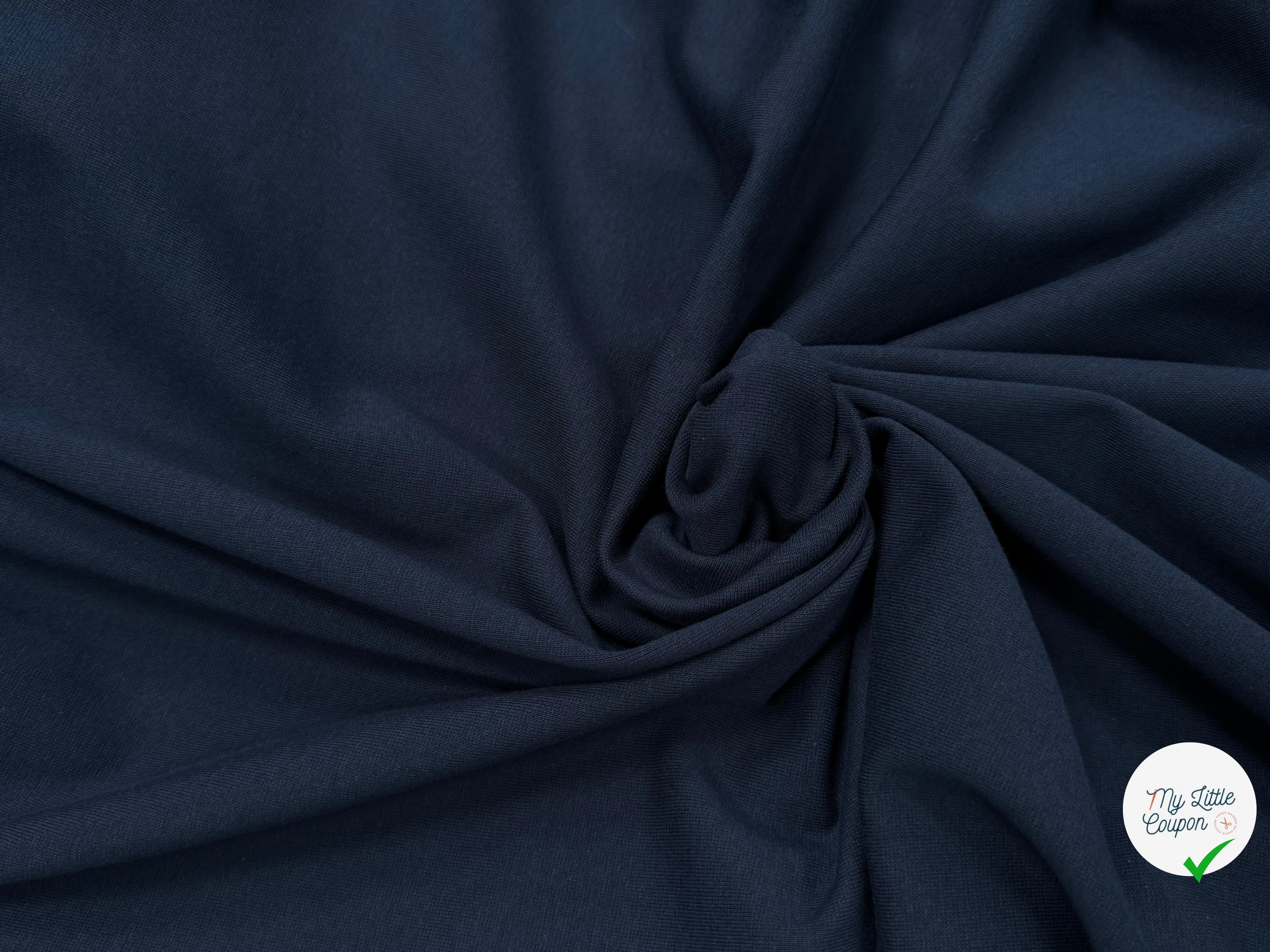 JERSEY DE COTON LOURD EXTENSIBLE BLEU MARINE - My Little Coupon