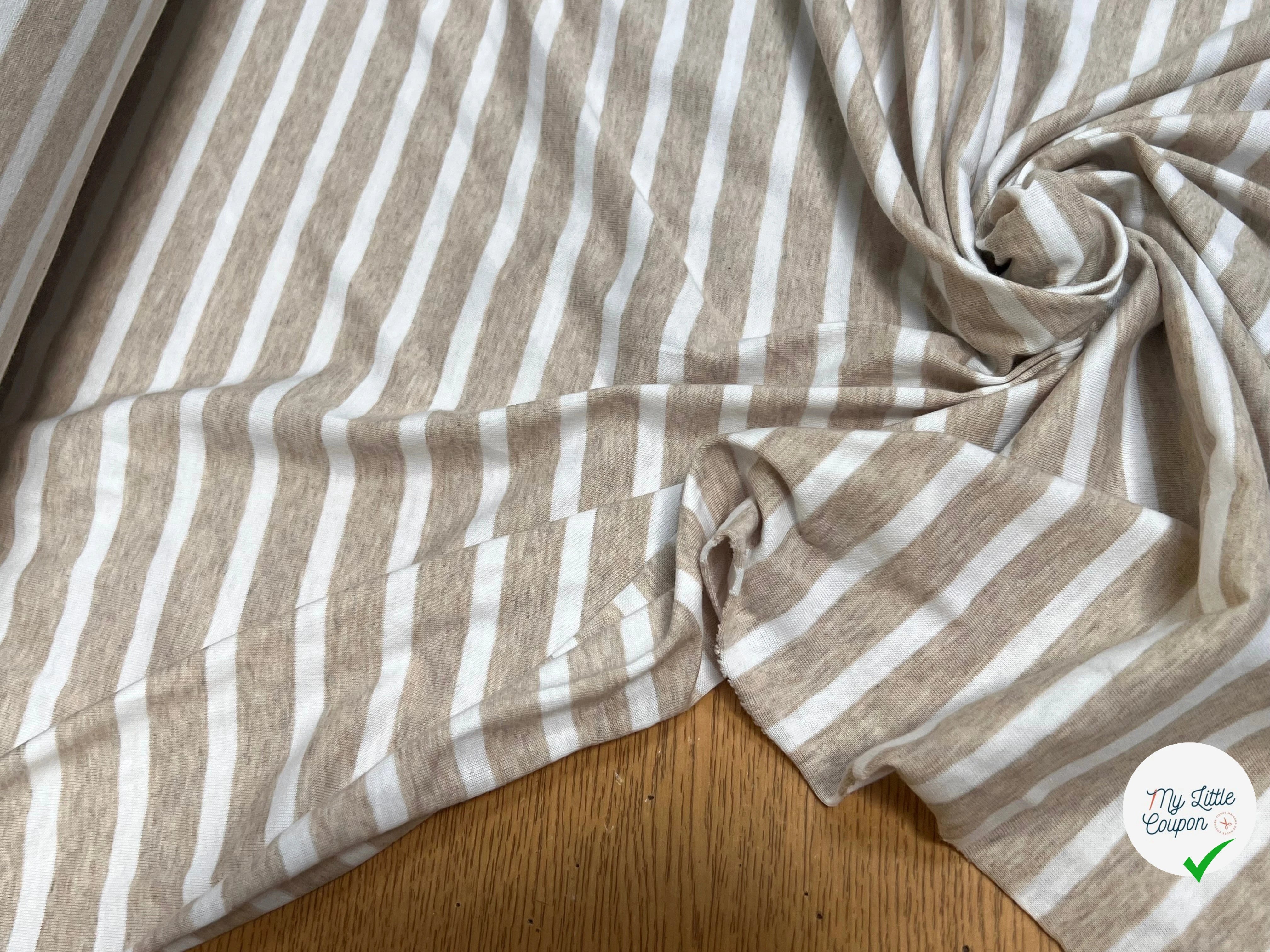 JERSEY DE COTON MARINIÈRE NATUREL/NEIGE - My Little Coupon