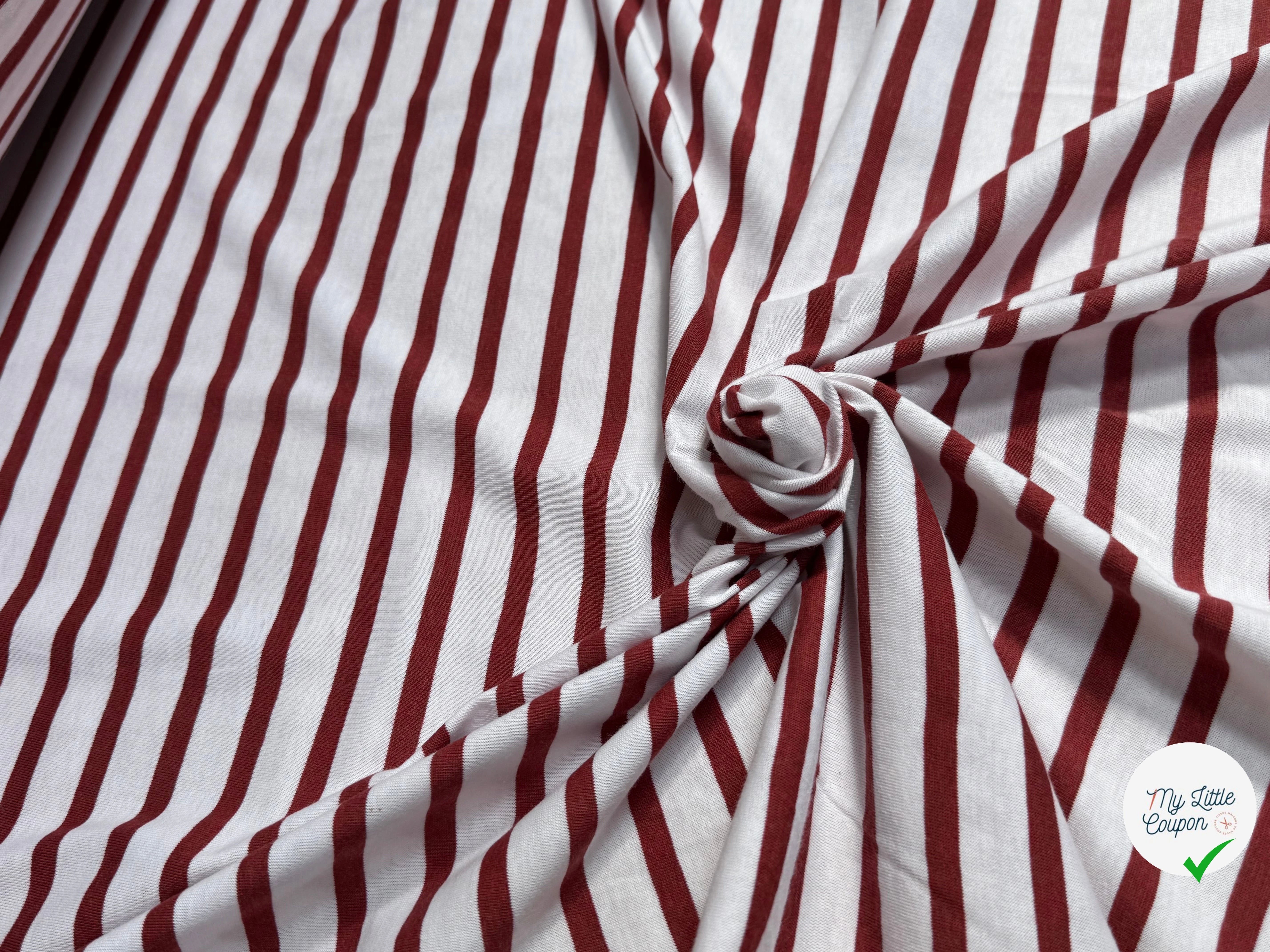 JERSEY DE COTON MARINIÈRE RAYURES NEIGE/TERRA CHINE - My Little Coupon