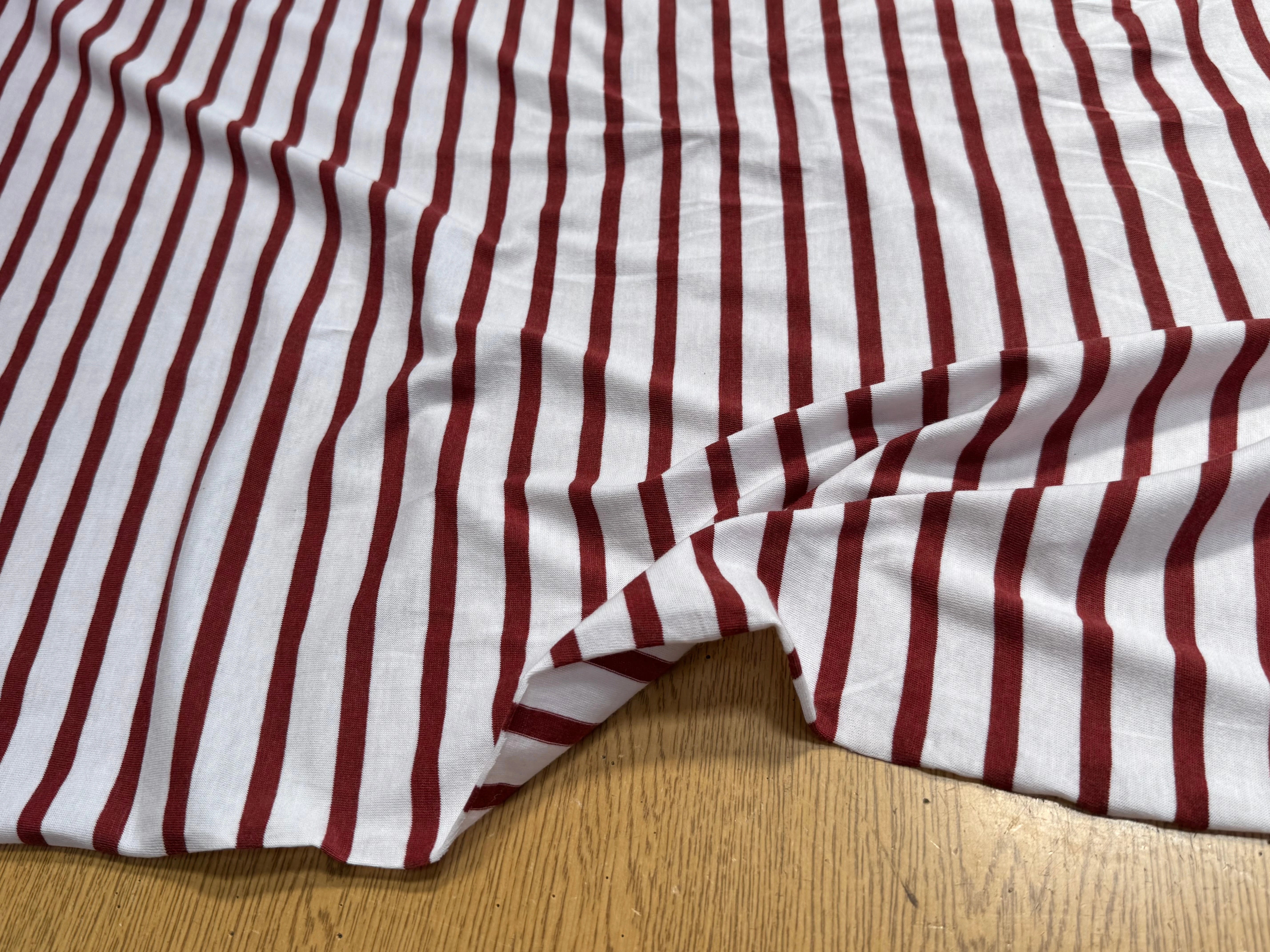 JERSEY DE COTON MARINIÈRE RAYURES NEIGE/TERRA CHINE - My Little Coupon