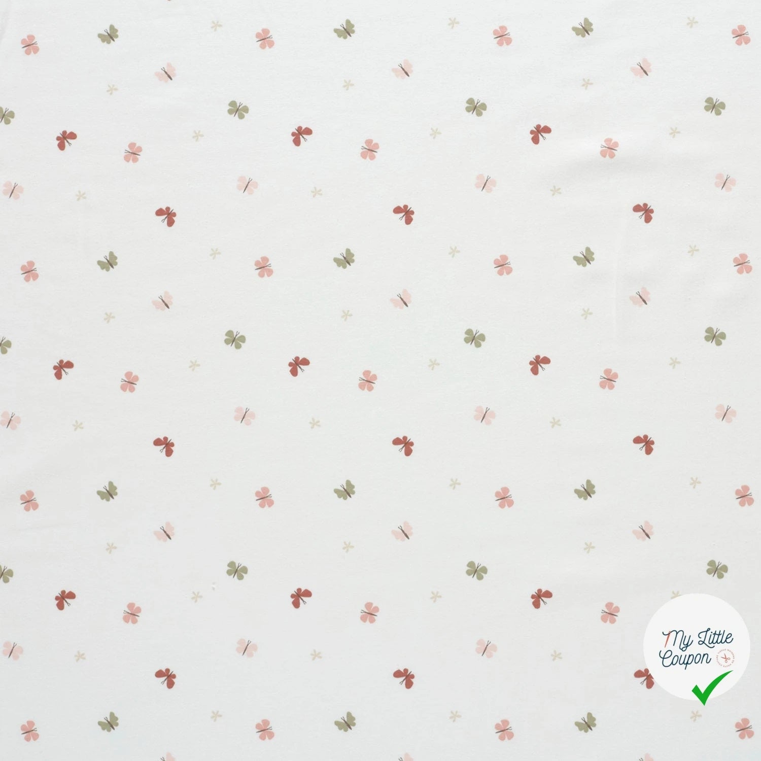 Jersey de coton papillons blanc cassé